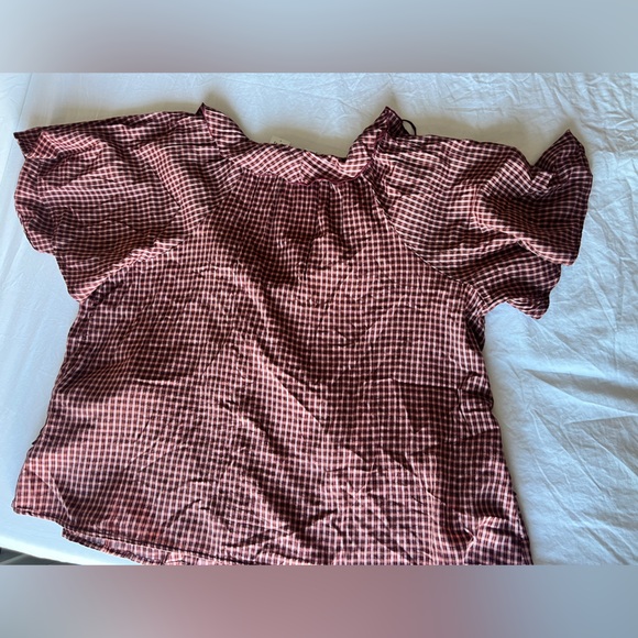 Old Navy  Burgundy Plaid Top XL tall nwt - Picture 2 of 8